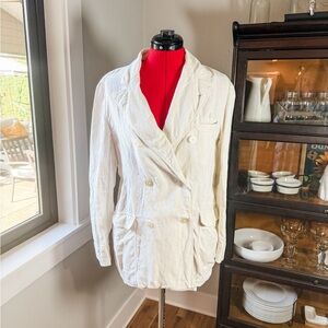 Ralph Lauren Denim & Supply White Linen Double Breasted Blazer Size L